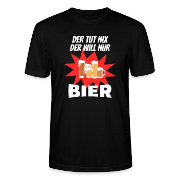 Bier Der tut nix der Will nur Bier w - Stanley/Stella Unisex Bio-T-Shirt CRAFTER - Schwarz - Vorne - Alina (178cm) & Michal (187cm)