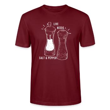 Encouragement salt and pepper - Stanley/Stella CRAFTER Unisex Organic T-Shirt - burgundy - Front - Alina (178cm) & Michal (187cm)