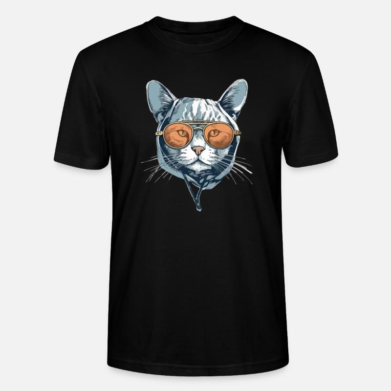 Die Katze mit Brille - Stanley/Stella Unisex Bio-T-Shirt CRAFTER - Schwarz