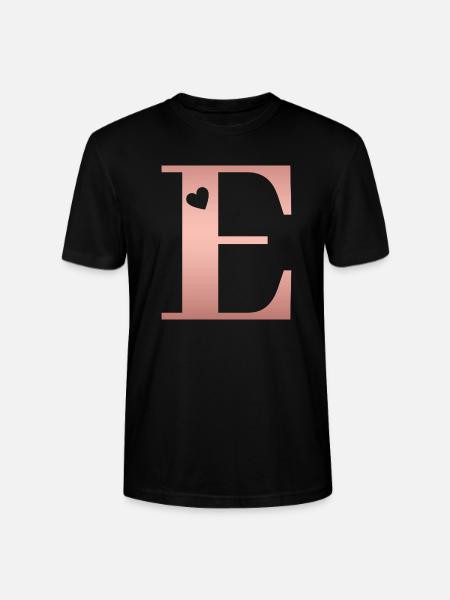 Letter E Rose Gold - Stanley/Stella CRAFTER Unisex Organic T-Shirt - black