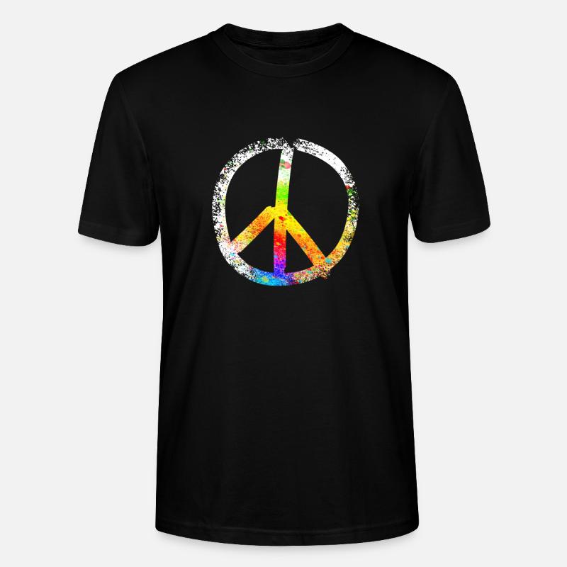 peace sign speckled 03 - Stanley/Stella Unisex Bio-T-Shirt CRAFTER - Schwarz