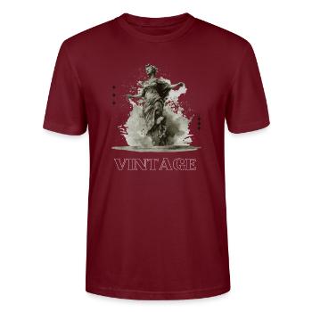 vintage - Stanley/Stella CRAFTER Unisex Organic T-Shirt - burgundy - Front - Alina (178cm) & Michal (187cm)