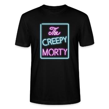 Rick and Morty The Creepy Morty Club - Stanley/Stella CRAFTER Unisex Organic T-Shirt - black - Front - Alina (178cm) & Michal (187cm)
