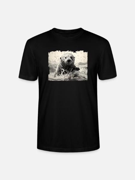 Surfing Sea Otter - Stanley/Stella CRAFTER Unisex Organic T-Shirt - black