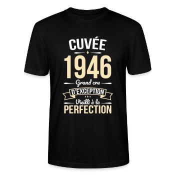 1946 – Perfekt gereift - Stanley/Stella Unisex Bio-T-Shirt CRAFTER - Schwarz - Vorne - Alina (178cm) & Michal (187cm)