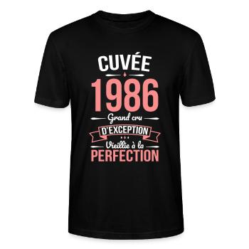 1986 – Perfekt gereift - Stanley/Stella Unisex Bio-T-Shirt CRAFTER - Schwarz - Vorne - Alina (178cm) & Michal (187cm)