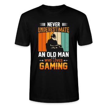 Ne sous-estimez jamais un vieil homme qui joue - T-shirt bio CRAFTER Stanley Stella Unisexe - noir - Devant - Alina (178cm) & Michal (187cm)