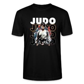 Judokate Manga Judo - Stanley/Stella Unisex Bio-T-Shirt CRAFTER - Schwarz - Vorne - Alina (178cm) & Michal (187cm)