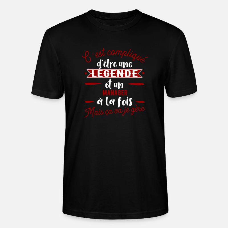Manager une légende cadeau - T-shirt bio CRAFTER Stanley Stella Unisexe - noir