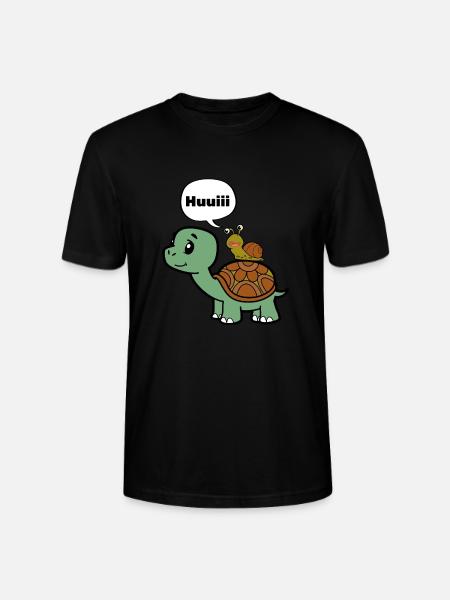 Funny snail on turtle - Stanley/Stella CRAFTER Unisex Organic T-Shirt - black