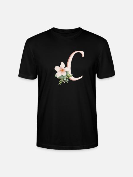 Letter C with flower - Stanley/Stella CRAFTER Unisex Organic T-Shirt - black