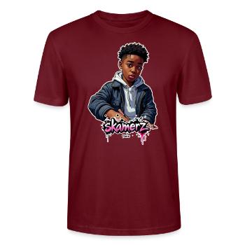 B-Boy #1 - T-shirt bio CRAFTER Stanley Stella Unisexe - bordeaux - Devant - Alina (178cm) & Michal (187cm)