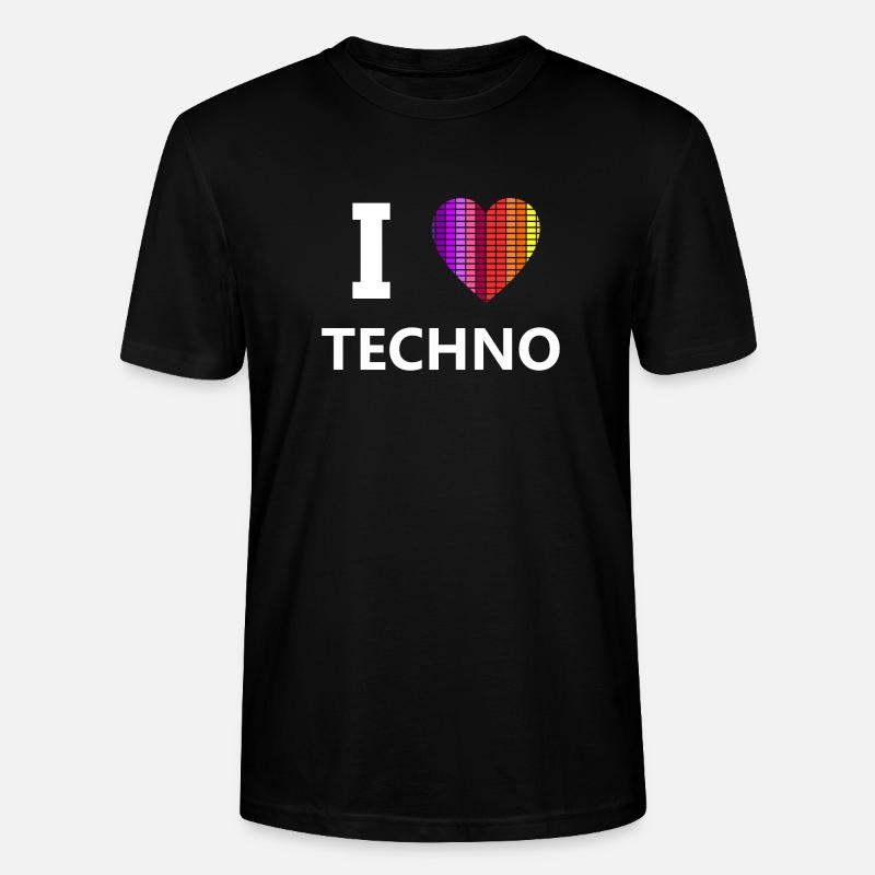 I Love Techno Schranzen Rave - T-shirt bio CRAFTER Stanley Stella Unisexe - noir