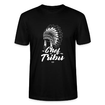 PAPA - Stammesführer (Familie) - Vatertag - Stanley/Stella Unisex Bio-T-Shirt CRAFTER - Schwarz - Vorne - Alina (178cm) & Michal (187cm)