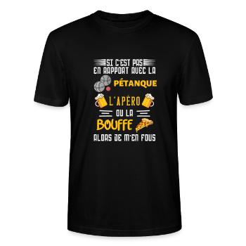 Pétanque apéro bouffe - T-shirt bio CRAFTER Stanley Stella Unisexe - noir - Devant - Alina (178cm) & Michal (187cm)