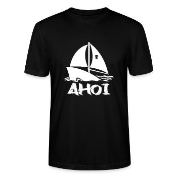 Voilier Ahoi maritim - T-shirt bio CRAFTER Stanley Stella Unisexe - noir - Devant - Alina (178cm) & Michal (187cm)