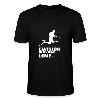 Ich Liebe Biathlon Stylish Biathlon Silhouette - Stanley/Stella Unisex Bio-T-Shirt CRAFTER - Schwarz - Vorne - Alina (178cm) & Michal (187cm)