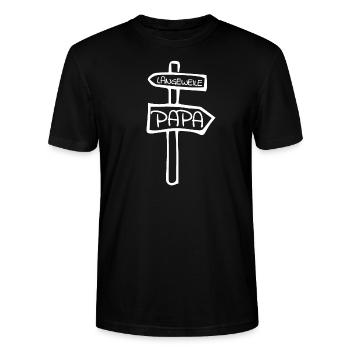 Papa - Werdender Vater - Schwanger - Stanley/Stella Unisex Bio-T-Shirt CRAFTER - Schwarz - Vorne - Alina (178cm) & Michal (187cm)
