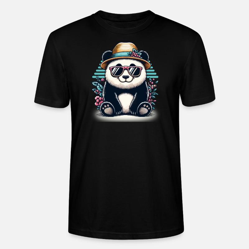 Cooler Retro Panda - Stanley/Stella Unisex Bio-T-Shirt CRAFTER - Schwarz