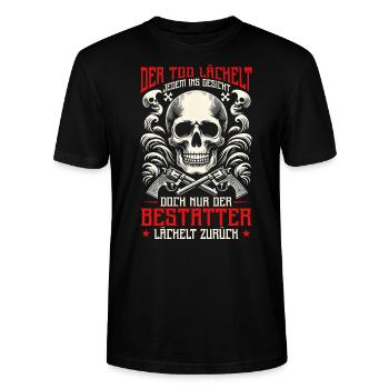 Bestatter Bestattungsfachkraft Geschenkidee Humor - Stanley/Stella Unisex Bio-T-Shirt CRAFTER - Schwarz - Vorne - Alina (178cm) & Michal (187cm)