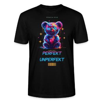 Ours en peluche coloré parfaitement imparfait, équipement haut de gamme - T-shirt bio CRAFTER Stanley Stella Unisexe - noir - Devant - Alina (178cm) & Michal (187cm)