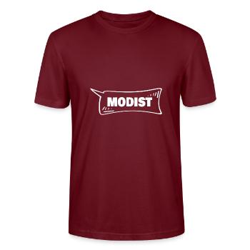 Speech Bubble Modist - Stanley/Stella CRAFTER Unisex Organic T-Shirt - burgundy - Front - Alina (178cm) & Michal (187cm)