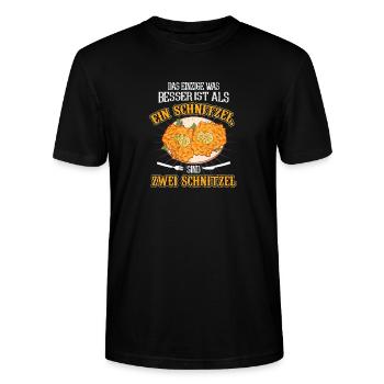 Zwei Schnitzel sind besser als ein Schnitzel - Stanley/Stella Unisex Bio-T-Shirt CRAFTER - Schwarz - Vorne - Alina (178cm) & Michal (187cm)