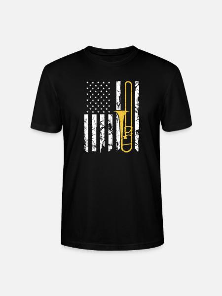 Trombone Instrument American Flag, Patriotic - Stanley/Stella Unisex Bio-T-Shirt CRAFTER - Schwarz
