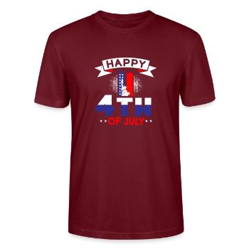 HAPPY 4TH OF JULY USA - Stanley/Stella CRAFTER Unisex Organic T-Shirt - burgundy - Front - Alina (178cm) & Michal (187cm)