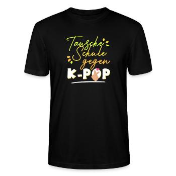 Tausche Schule gegen K-Pop Koreanische Popmusik - Stanley/Stella Unisex Bio-T-Shirt CRAFTER - Schwarz - Vorne - Alina (178cm) & Michal (187cm)