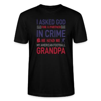 FoundLux, IL M’ENVOIE MON GRAND-PÈRE DE FOOTBALL AMÉRICAIN - T-shirt bio CRAFTER Stanley Stella Unisexe - noir - Devant - Alina (178cm) & Michal (187cm)