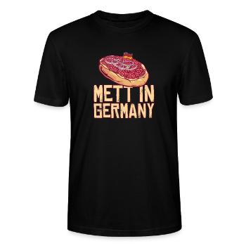 Mett in Germany Mett Brötchen Geschenk - Stanley/Stella Unisex Bio-T-Shirt CRAFTER - Schwarz - Vorne - Alina (178cm) & Michal (187cm)