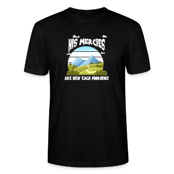 Ses miséricordes sont nouvelles chaque matin Nature Montagnes Dieu - T-shirt bio CRAFTER Stanley Stella Unisexe - noir - Devant - Alina (178cm) & Michal (187cm)