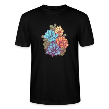 Flowers Cottagecore Vintage Floral Botanical - Stanley/Stella CRAFTER Unisex Organic T-Shirt - black - Front - Alina (178cm) & Michal (187cm)