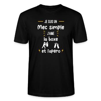 boxe apéro mec simple humour - T-shirt bio CRAFTER Stanley Stella Unisexe - noir - Devant - Alina (178cm) & Michal (187cm)