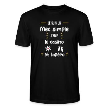 casino apéro mec simple humour - T-shirt bio CRAFTER Stanley Stella Unisexe - noir - Devant - Alina (178cm) & Michal (187cm)