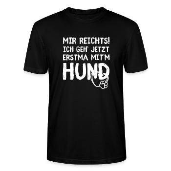 Mir Reichts Ih Geh Jetzt Erstmal Mit m Hund 2 - Stanley/Stella Unisex Bio-T-Shirt CRAFTER - Schwarz - Vorne - Alina (178cm) & Michal (187cm)