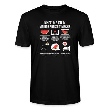 Früchte Wassermelone - Stanley/Stella Unisex Bio-T-Shirt CRAFTER - Schwarz - Vorne - Alina (178cm) & Michal (187cm)