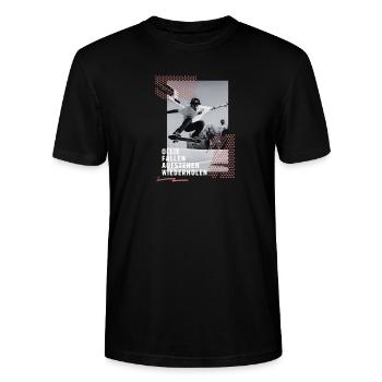 Skateboard Ollie Jungen Geschenkidee - Stanley/Stella Unisex Bio-T-Shirt CRAFTER - Schwarz - Vorne - Alina (178cm) & Michal (187cm)