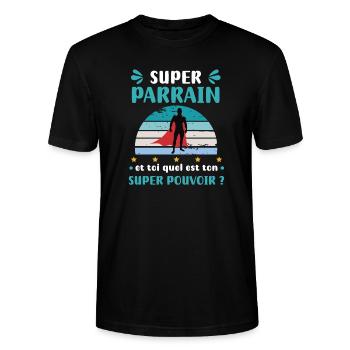godfather super power super godfather godfather gift - Stanley/Stella CRAFTER Unisex Organic T-Shirt - black - Front - Alina (178cm) & Michal (187cm)
