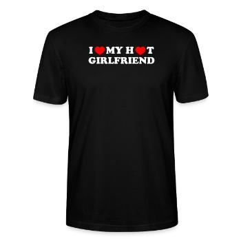 i love my hot girlfriend - Stanley/Stella Unisex Bio-T-Shirt CRAFTER - Schwarz - Vorne - Alina (178cm) & Michal (187cm)