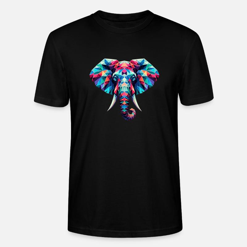 Elefant in Polygonendarstellung - Stanley/Stella Unisex Bio-T-Shirt CRAFTER - Schwarz