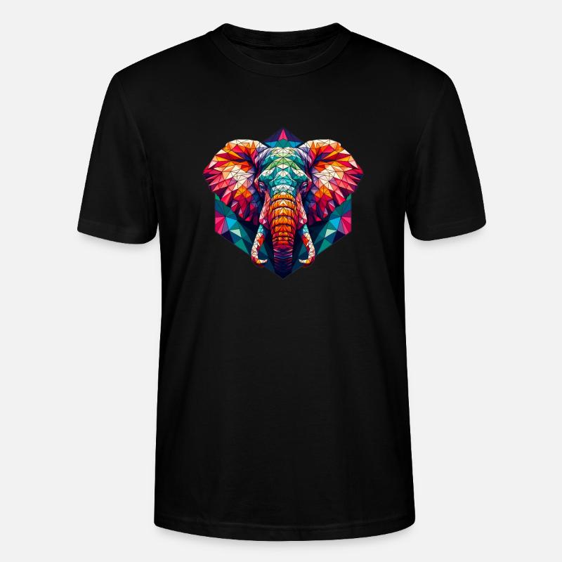 Elefant in Polygonendarstellung - Stanley/Stella Unisex Bio-T-Shirt CRAFTER - Schwarz