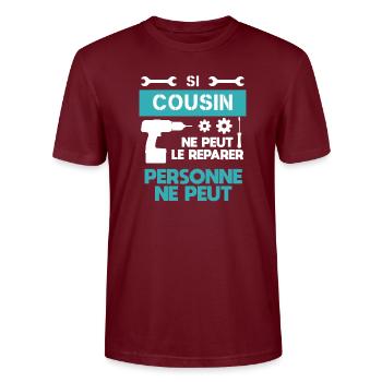 cousin bricolage bricoleur drôle humour - T-shirt bio CRAFTER Stanley Stella Unisexe - bordeaux - Devant - Alina (178cm) & Michal (187cm)