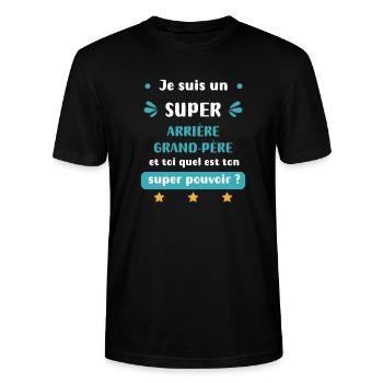 Super-Ur-Großvater-Superkraft - Stanley/Stella Unisex Bio-T-Shirt CRAFTER - Schwarz - Vorne - Alina (178cm) & Michal (187cm)