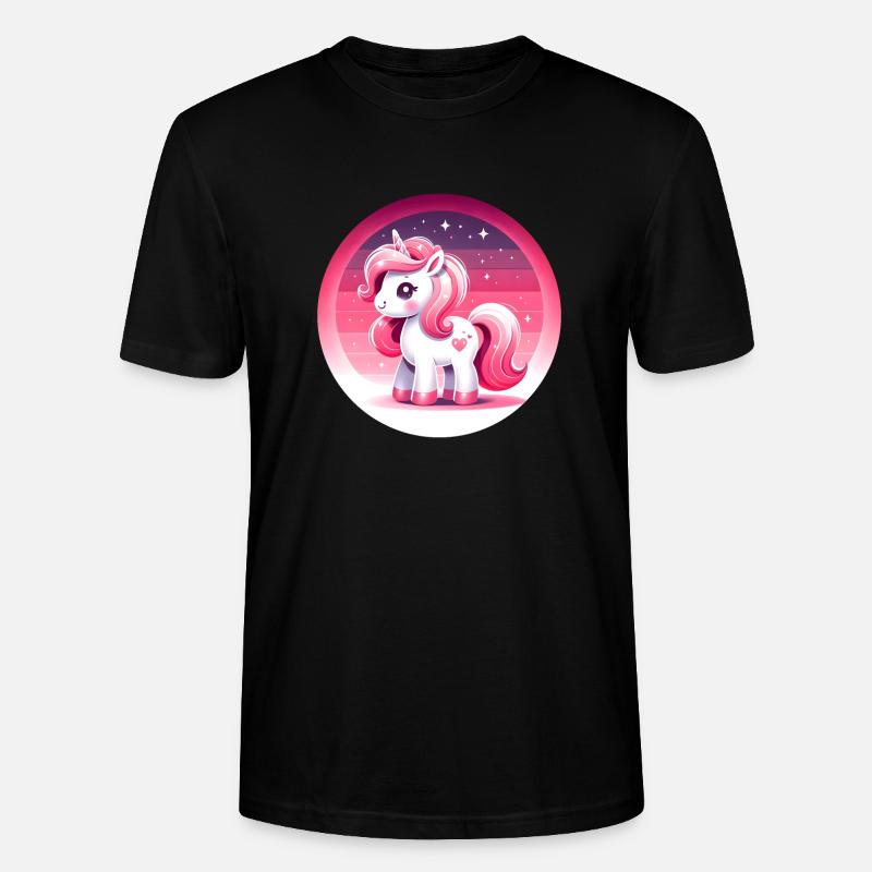 Einhorn in rosa Comicstyle - Stanley/Stella Unisex Bio-T-Shirt CRAFTER - Schwarz
