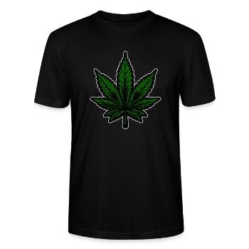 Chanvre, Cannabis, Herbe, Babak, Bobaz, Feuille De Cannabis - T-shirt bio CRAFTER Stanley Stella Unisexe - noir - Devant - Alina (178cm) & Michal (187cm)