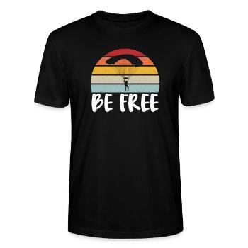 Seien Sie Frei Wie Ein Gleitschirm In Vintage Art - Stanley/Stella Unisex Bio-T-Shirt CRAFTER - Schwarz - Vorne - Alina (178cm) & Michal (187cm)