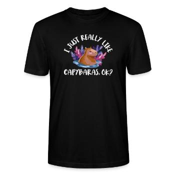 I just like capybaras a lot, ok capibara lovers - Stanley/Stella CRAFTER Unisex Organic T-Shirt - black - Front - Alina (178cm) & Michal (187cm)