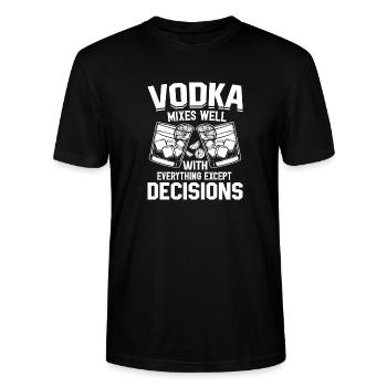 Alkohol ist eine Lösung - Wodka für Trinkliebhaber - Stanley/Stella Unisex Bio-T-Shirt CRAFTER - Schwarz - Vorne - Alina (178cm) & Michal (187cm)